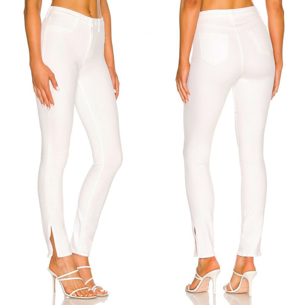 L'Agence Josie Jeans High Rise Skinny Leg Split Side Hem Blanc White NWT 26